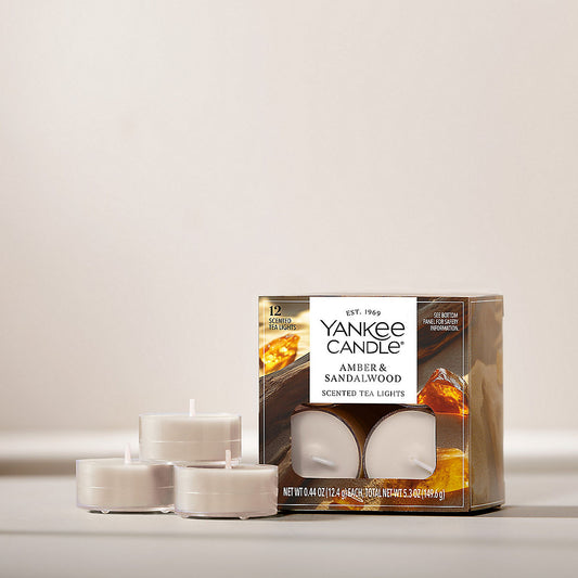 Amber & Sandalwood Scented Tea Light Candles - US 56905