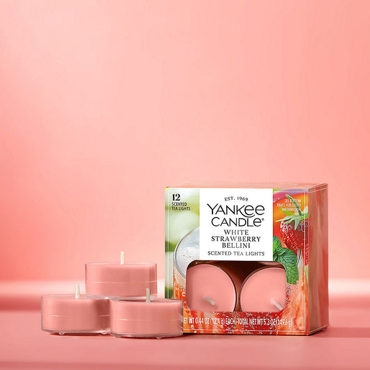 White Strawberry Bellini Scented Tea Light Candles - US 04269