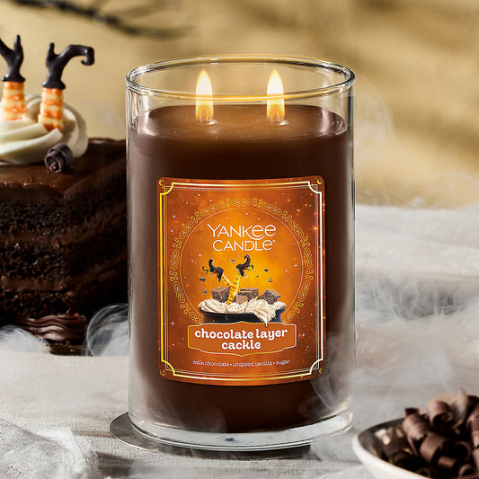 Chocolate Layer āCackleā Large Tumbler Candle - US 86689