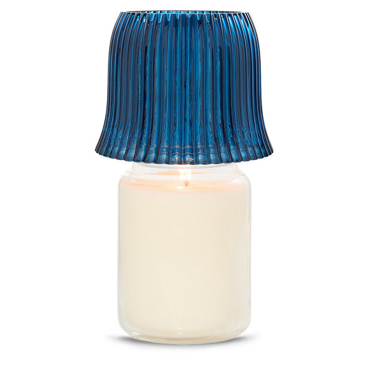 Blue Ribbed Jar Candle Shade - US 02859