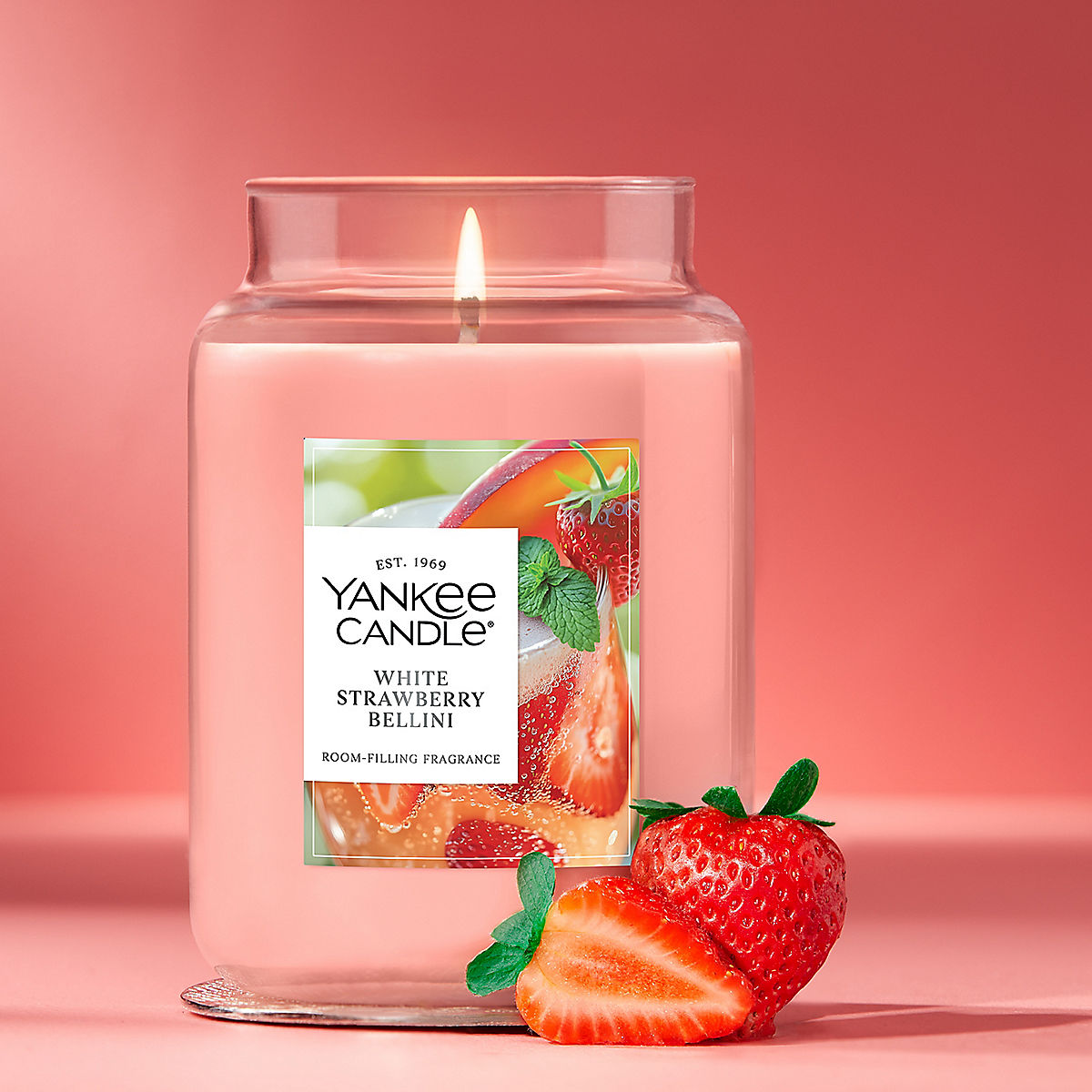 White Strawberry Bellini Original Large Jar Candle - US 98566
