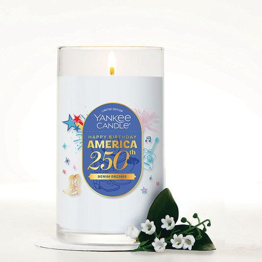 Denim Dreams Medium Pillar Candle - US 15485