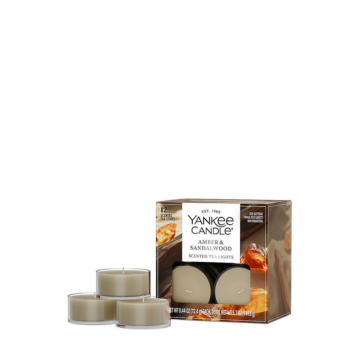 Amber & Sandalwood Scented Tea Light Candles - US 56905