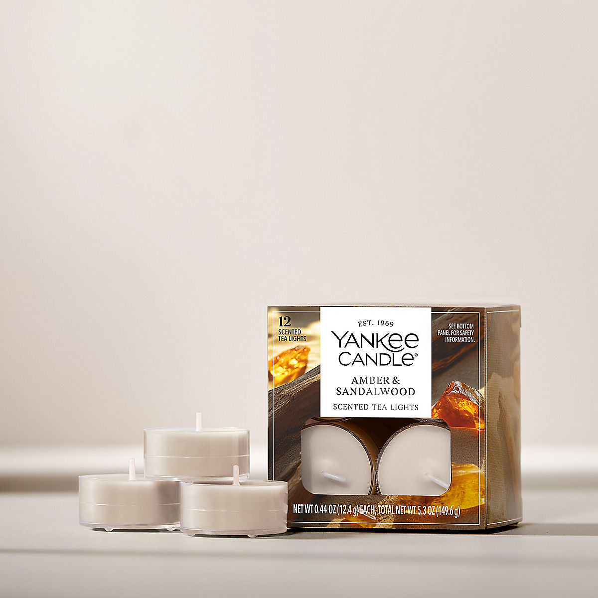 Amber & Sandalwood Scented Tea Light Candles - US 56905