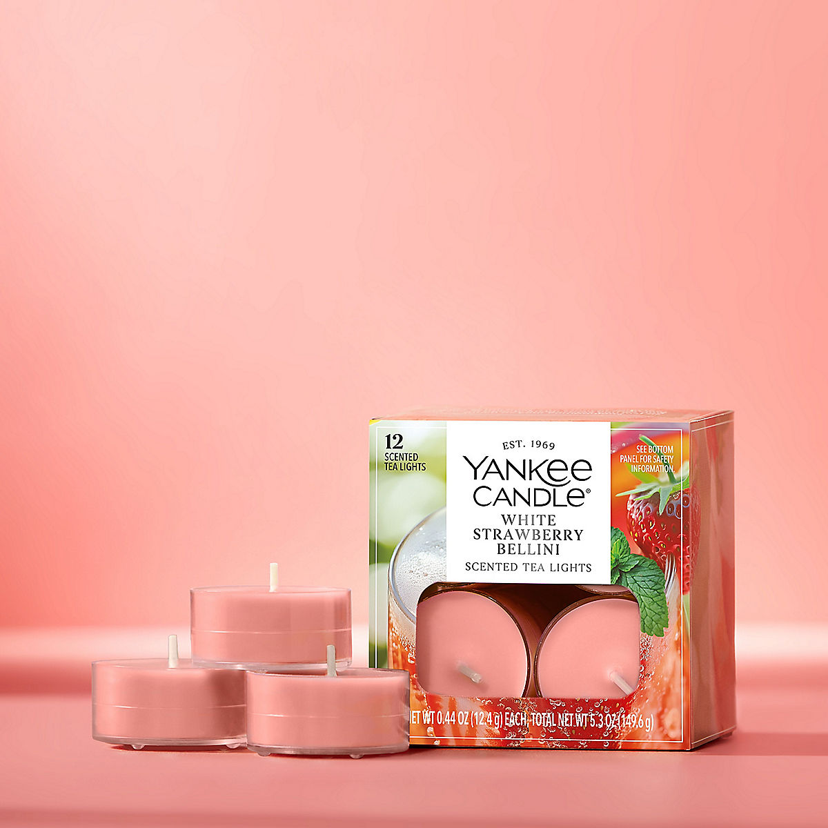White Strawberry Bellini Scented Tea Light Candles - US 04269