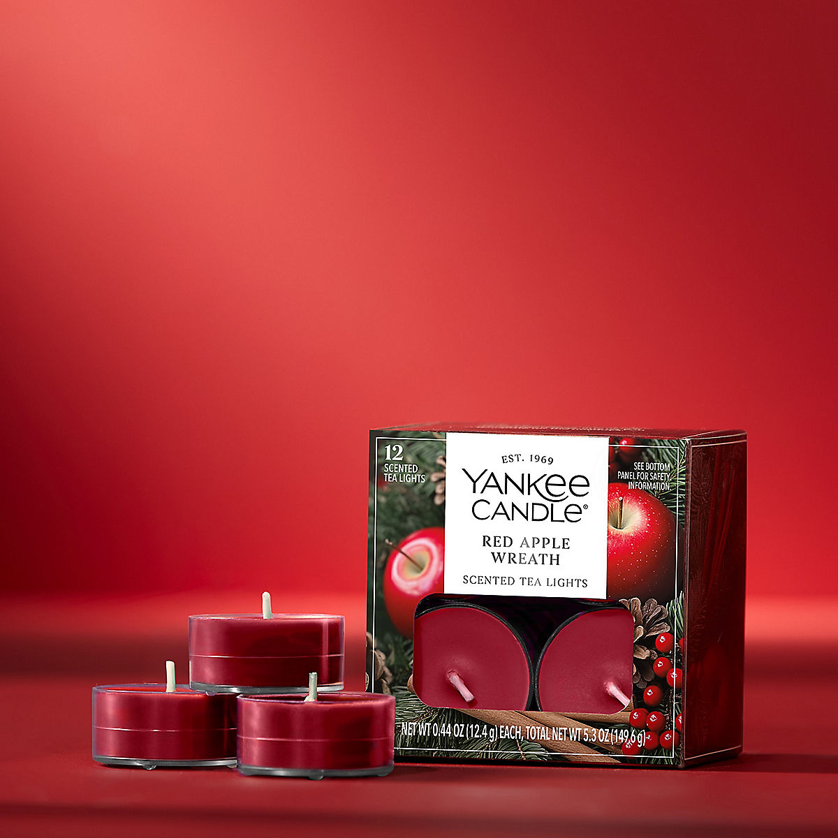 Red Apple Wreath Scented Tea Light Candles - US 89859