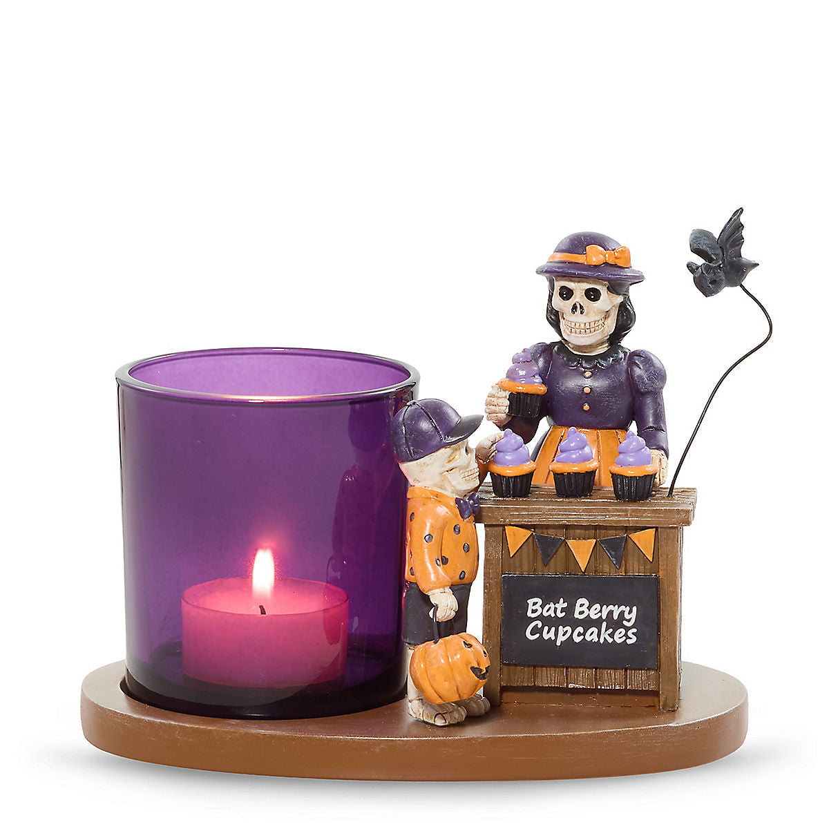 Bonebury Lane Bat Berry Cake Tea Light Candle Holder - US 30242