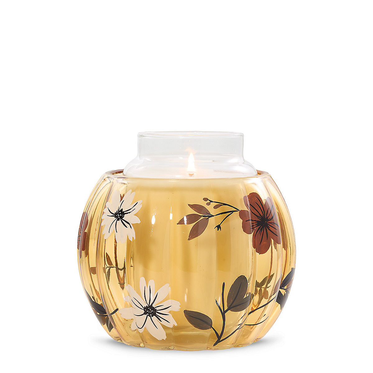 Flower Pumpkin Jar Candle Holder - US 57141