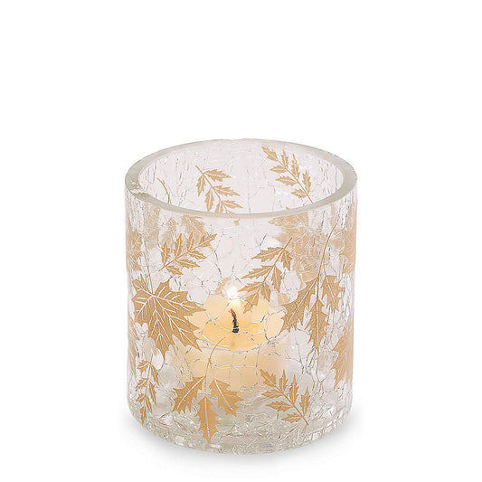 Crackle Leaves Tea Light Candle Holder - US 43785